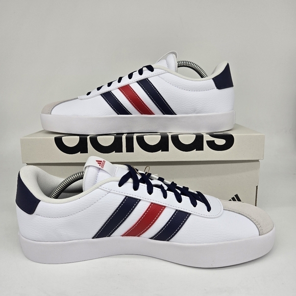New adidas Vl Court 3.0 White Team Navy Blue Scarlet IF4465 Men\'s Shoes Size 8